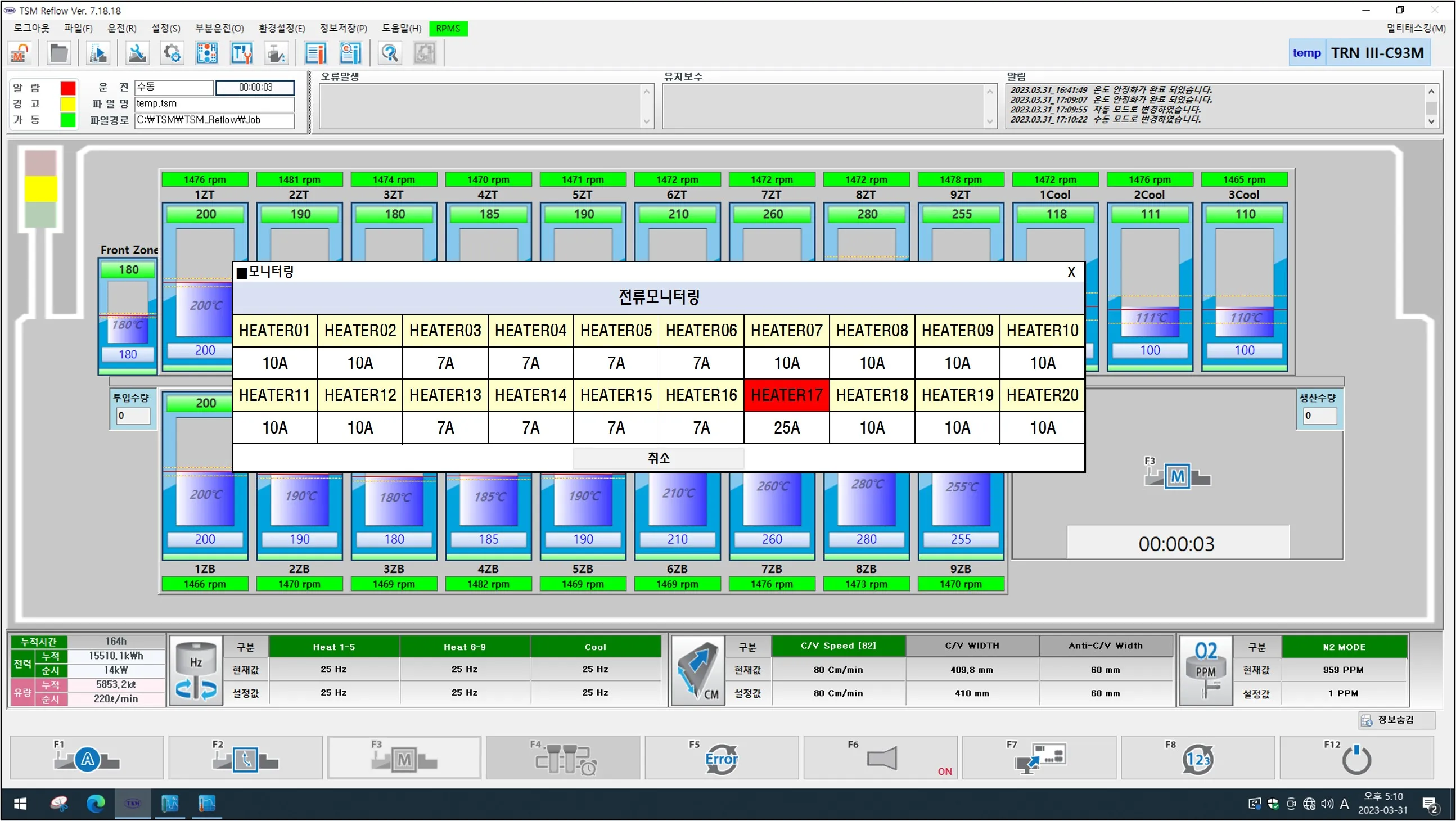 TSM Reflow Oven internals and safety monitors